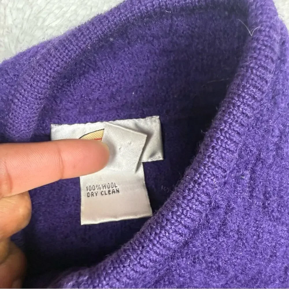 Talbots Purple Wool Knit zip up Sweater